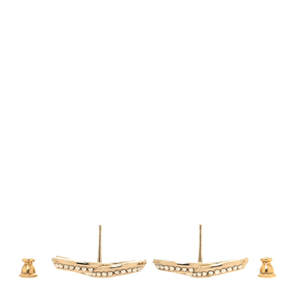 Chanel Crystal Pearl Chain Mania CC Earrings Gold 3 of 5