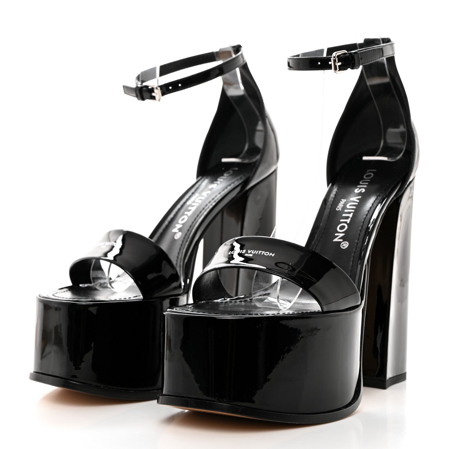 Louis Vuitton Patent Fame Platform Sandals 38 Black 3 of 9