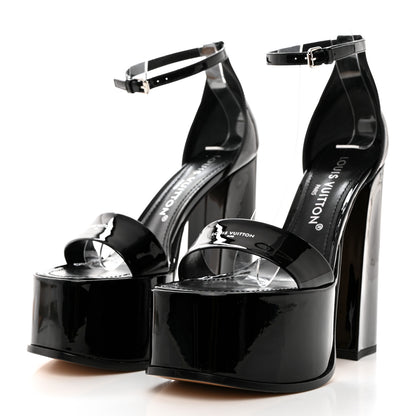 Louis Vuitton Patent Fame Platform Sandals 38 Black 3 of 9