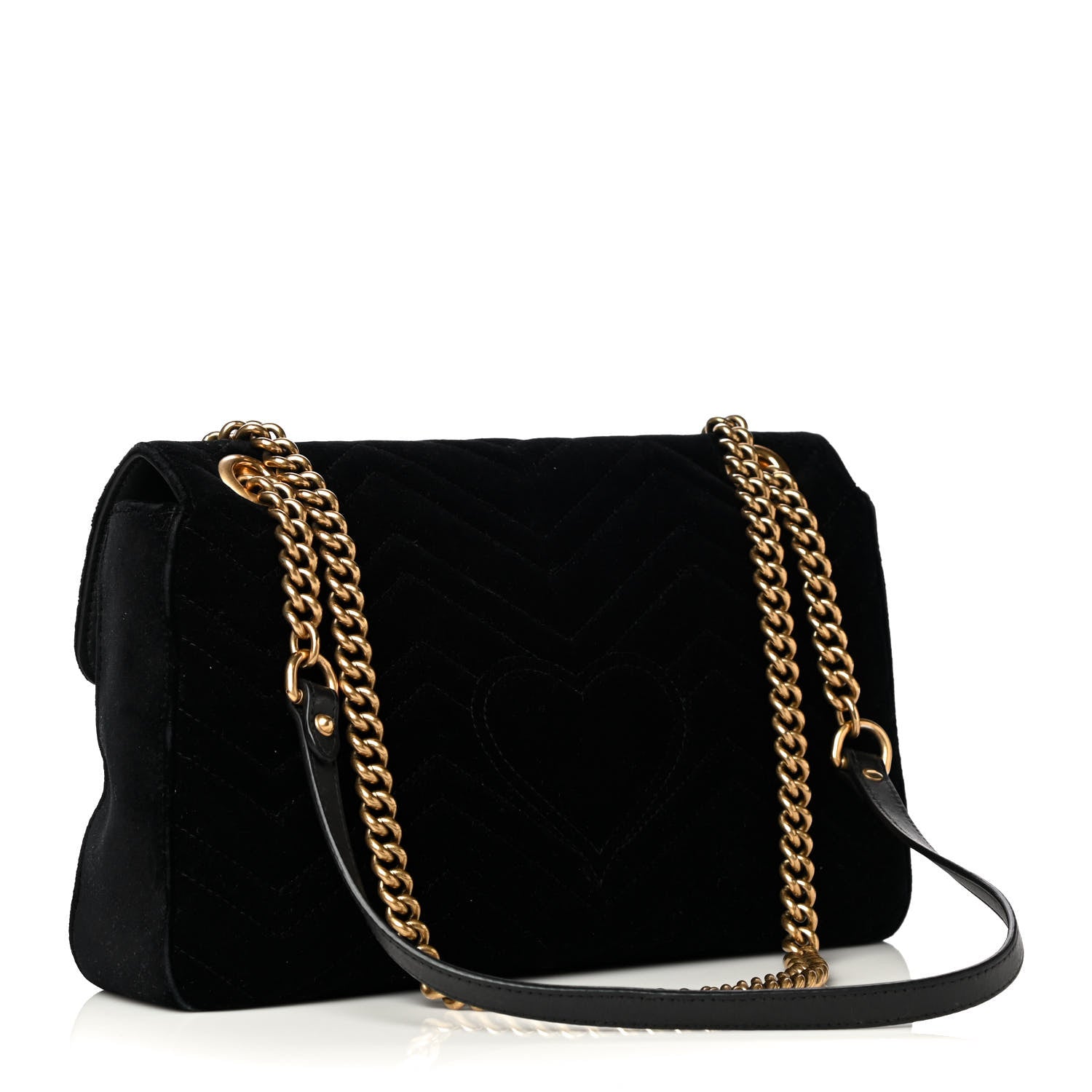 Gucci Velvet Matelasse Medium GG Marmont Shoulder Bag Black 3 of 14