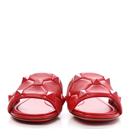 Valentino Garavani Nappa Monochrome Roman Stud Flat Slide Sandals 36.5 Rouge Pur 2 of 9