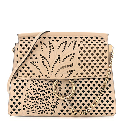 Chloe Calfskin Pineapple Perforated Medium Faye Shoulder Bag Abstract White 1 of 12