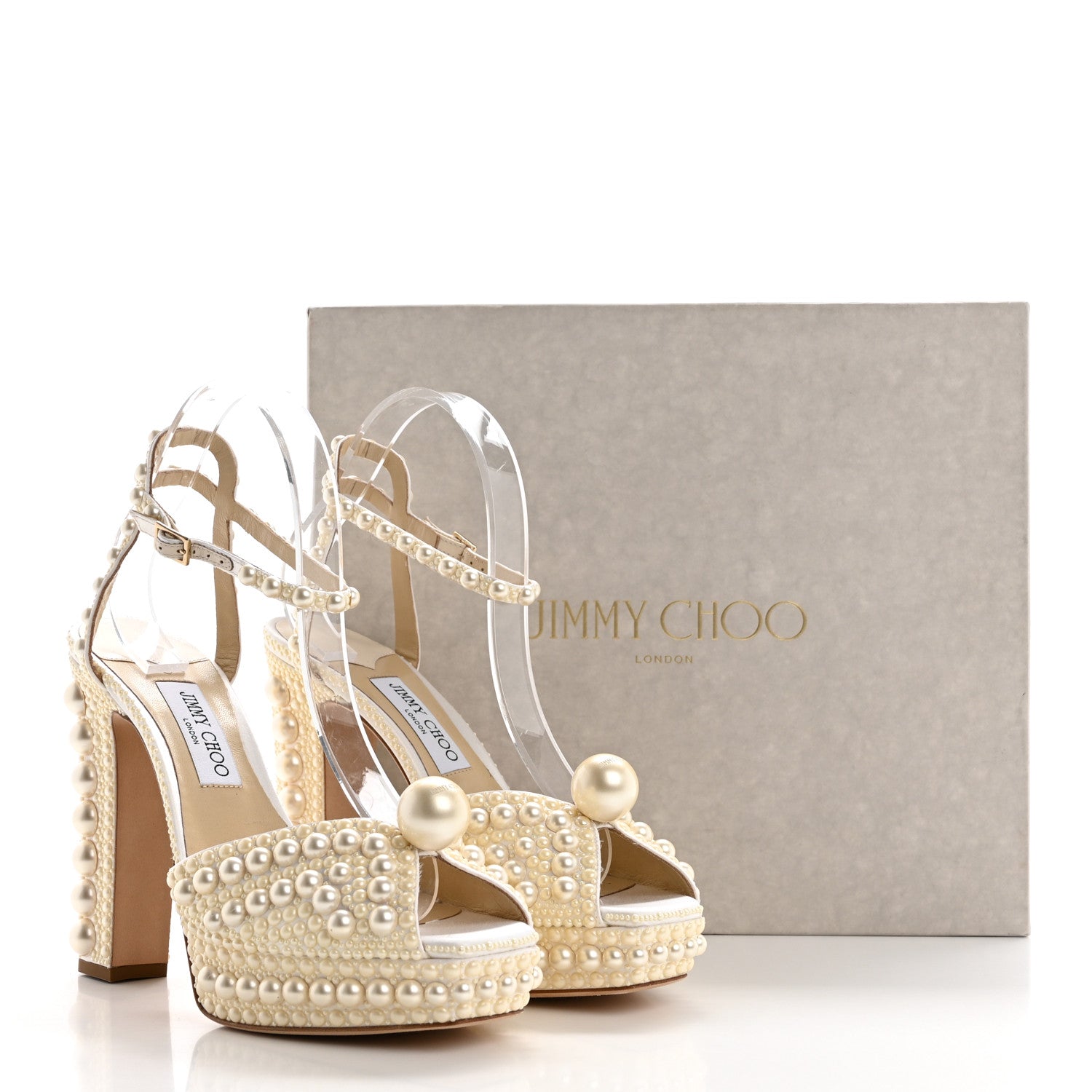 Jimmy Choo Pearl Satin Sacaria 120 Sandals 41 White 10 of 10