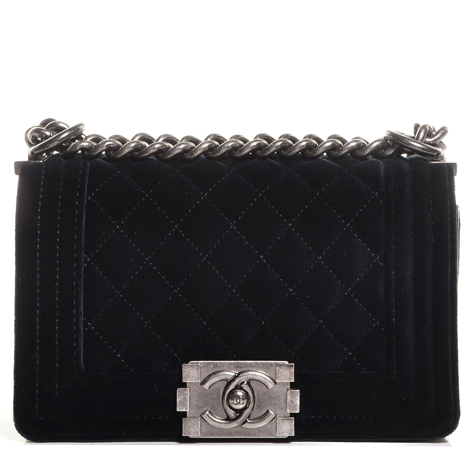 Chanel Velvet Quilted Small Boy Flap Black 1 of 8