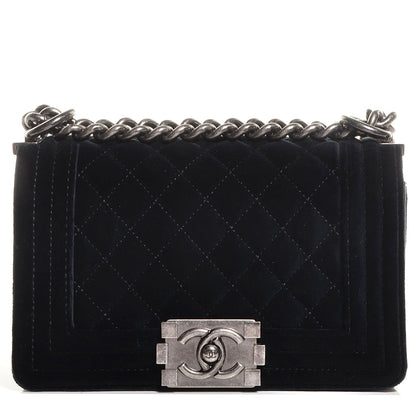 Chanel Velvet Quilted Small Boy Flap Black 1 of 8