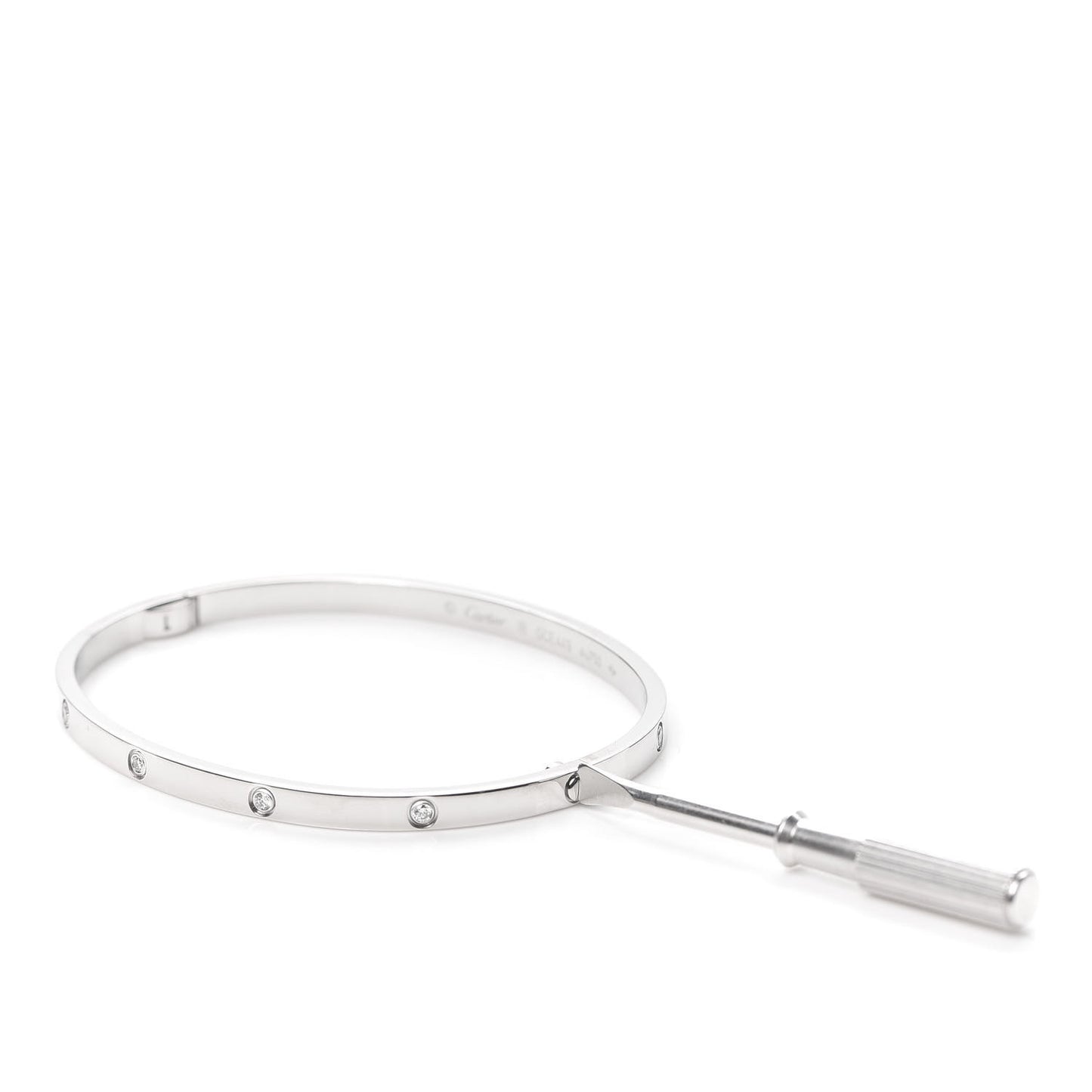 18K White Gold 10 Diamond Small LOVE Bracelet 18