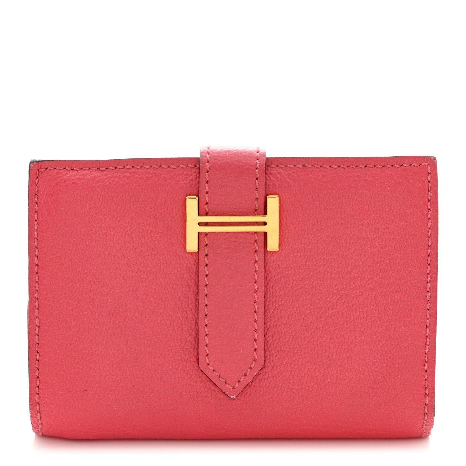 Hermes Chevre Mysore Mini Bearn Wallet Rose Lipstick 1 of 12