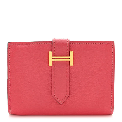 Hermes Chevre Mysore Mini Bearn Wallet Rose Lipstick 1 of 12