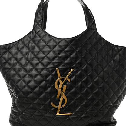 Saint Laurent Lambskin Quilted Maxi Icare Shopping Tote Black 8 of 10