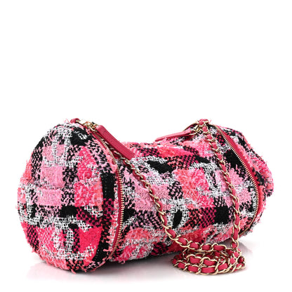 Chanel Tweed Convertible Bowler Flap Pink Black White Coral 4 of 14