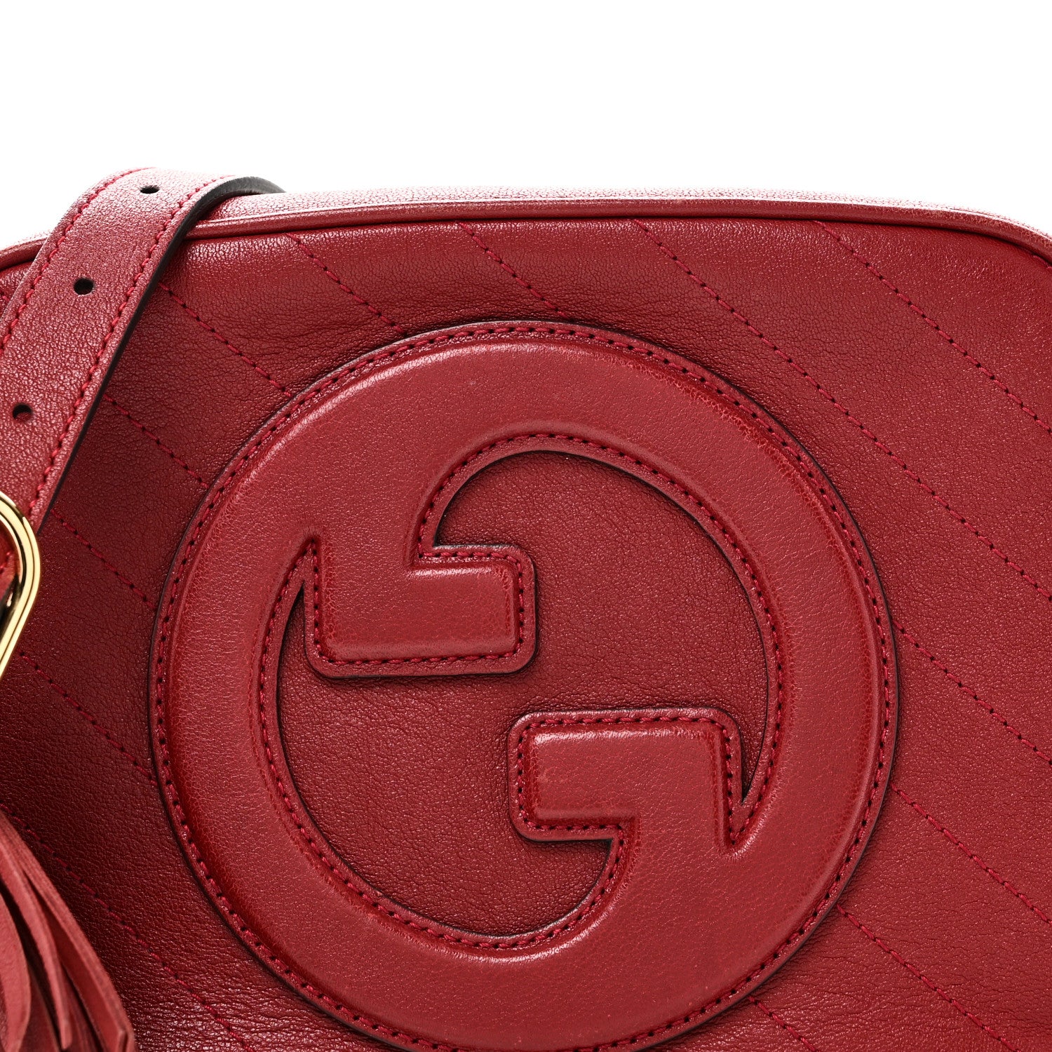 Gucci Sakai Be Green Calfskin Diagonal Stitched Small Blondie Shoulder Bag Rosso 8 of 10