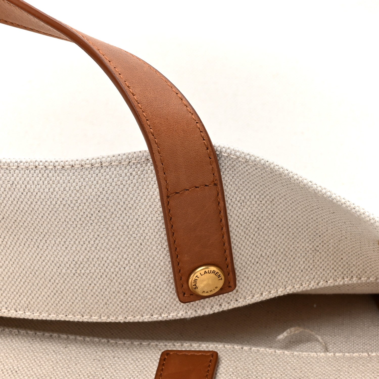 Saint Laurent Canvas Smooth Calfskin Universite North South Foldable Tote Naturel Brick 18 of 18