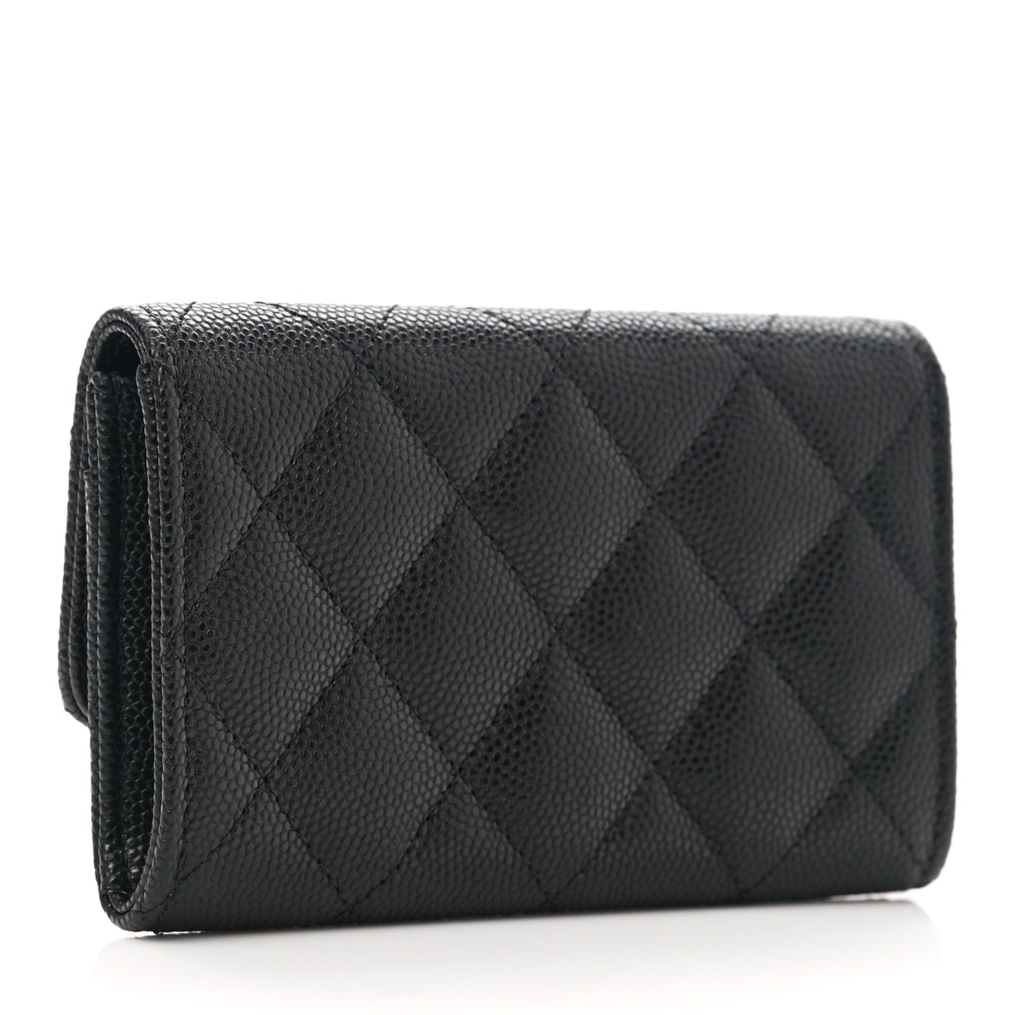 Caviar Quilted Striated CC Flap Card Holder Black