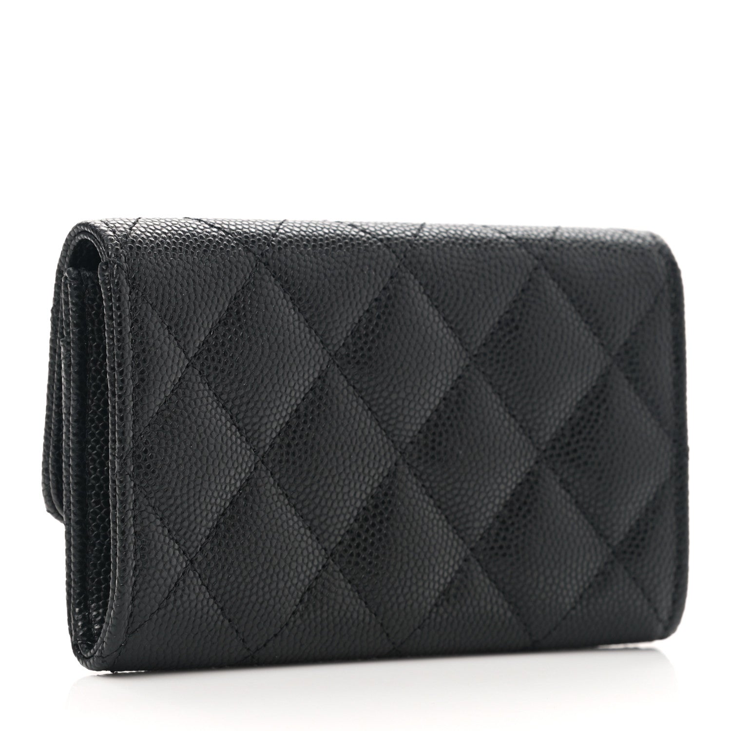 Chanel Caviar Quilted Striated CC Flap Card Holder Black 3 of 9