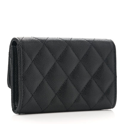 Chanel Caviar Quilted Striated CC Flap Card Holder Black 3 of 9
