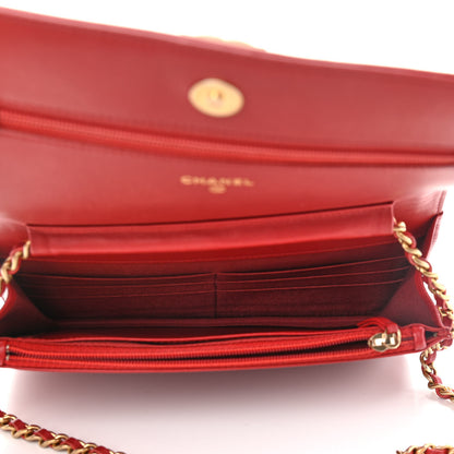Chanel Calfskin Quilted Chain Around Boy Wallet On Chain WOC Red 5 of 9