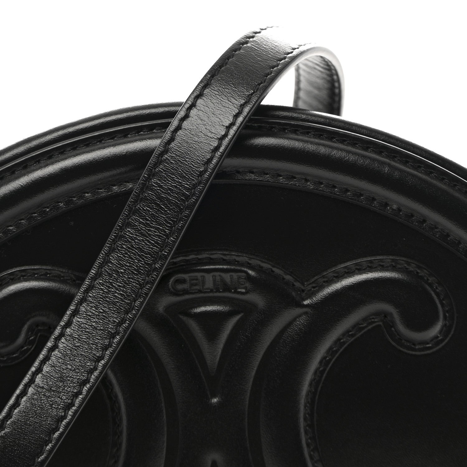 Celine Smooth Calfskin Cuir Triomphe Oval Bag Black 7 of 9