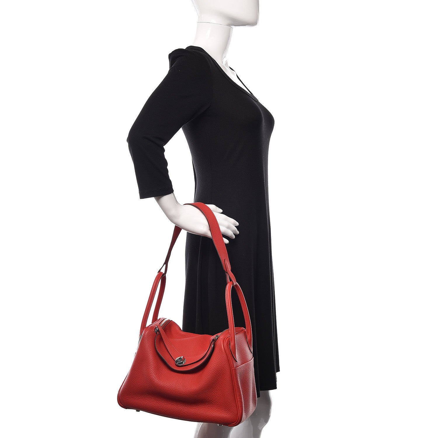 Hermes Taurillon Clemence Lindy 30 Rouge Casaque 2 of 16
