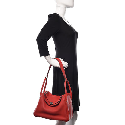 Hermes Taurillon Clemence Lindy 30 Rouge Casaque 2 of 16