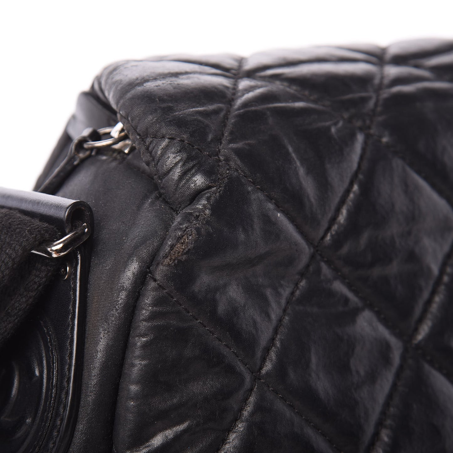 Aged Calfskin Quilted Expandable Messenger Black