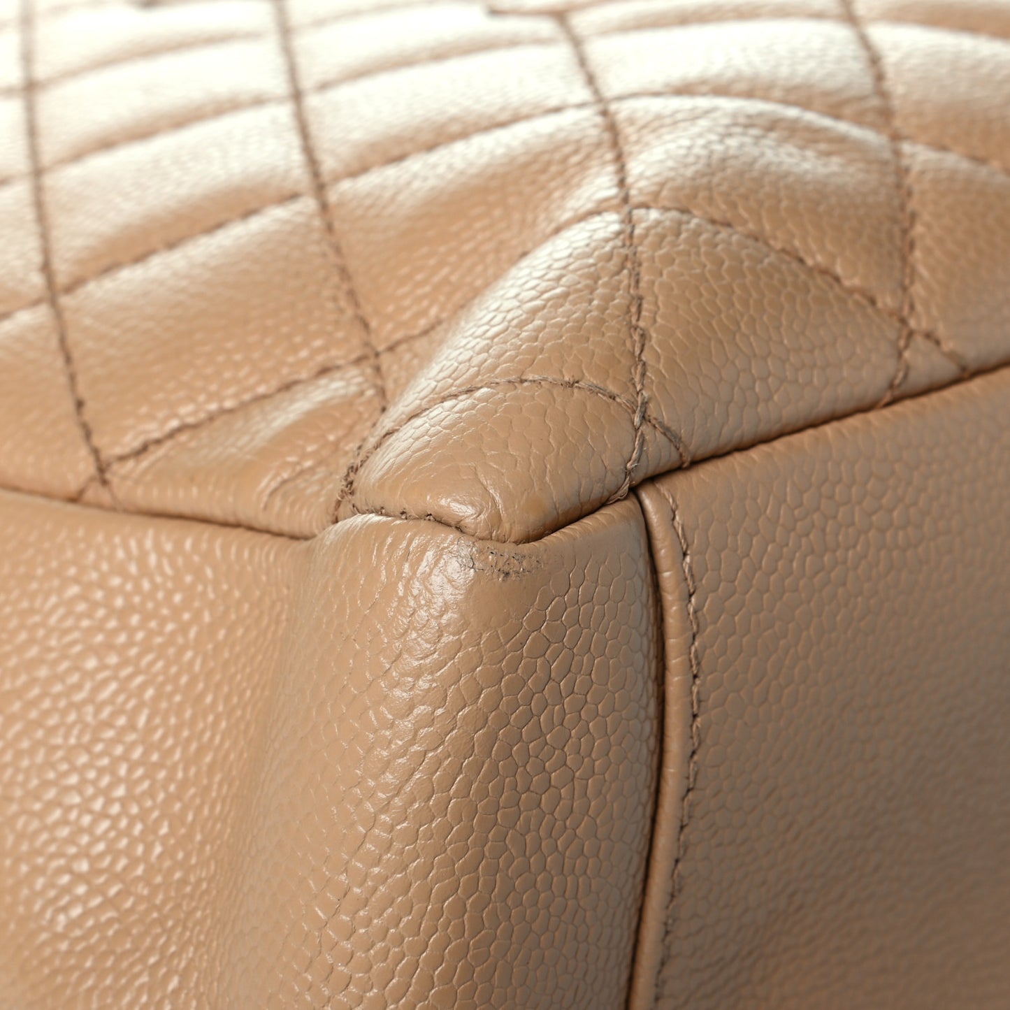 Caviar Quilted Grand Shopping Tote GST Beige