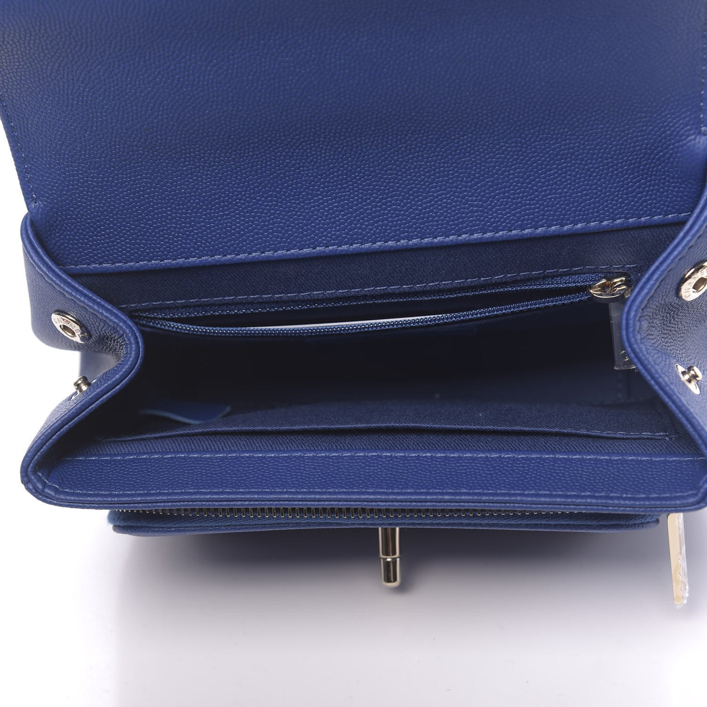 Caviar Quilted Small Business Affinity Flap Dark Blue