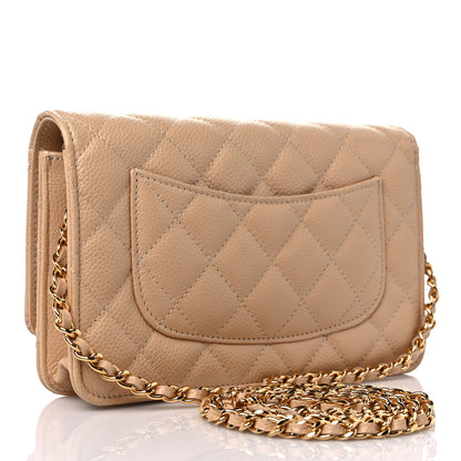 Chanel Caviar Quilted Wallet On Chain WOC Beige 2 of 10
