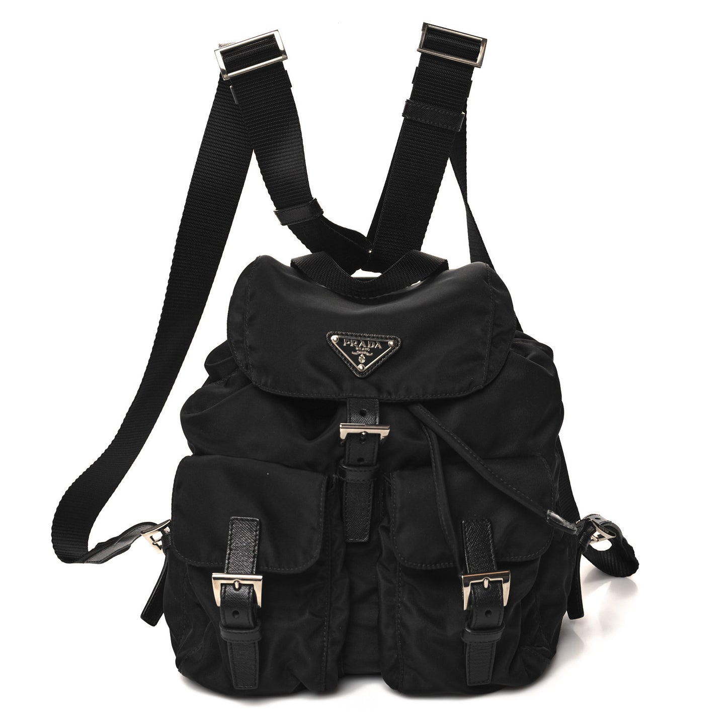 Tessuto Nylon Saffiano Small Backpack Black