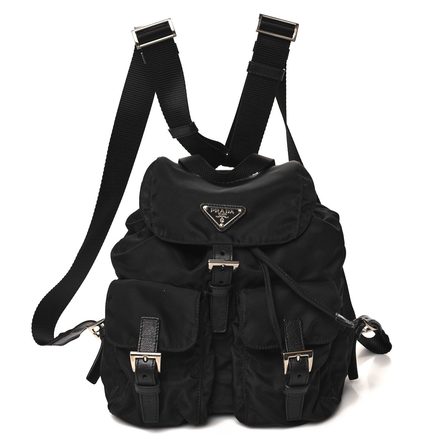 Prada Tessuto Nylon Saffiano Small Backpack Black 1 of 9