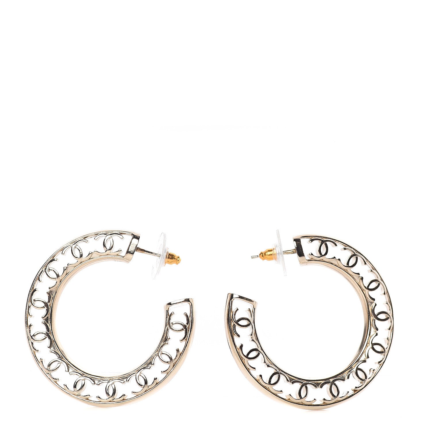 Chanel CC Hoop Earrings Gold 1 of 5