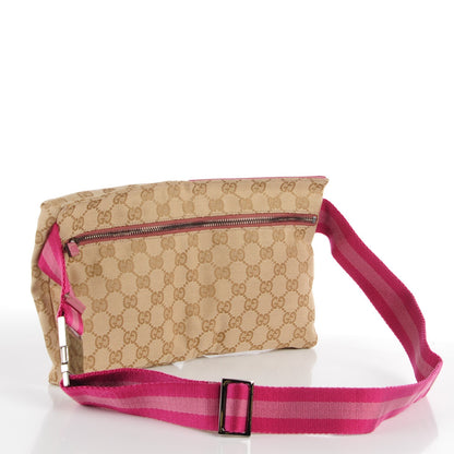 Gucci GG Monogram Web Double Pocket Belt Bag Pink 3 of 8