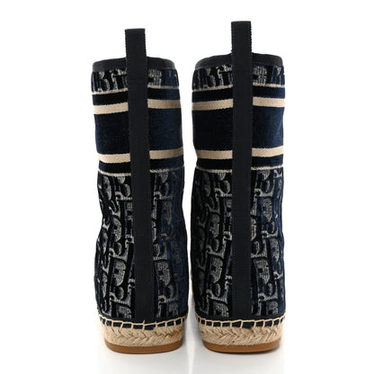 Christian Dior Velvet Oblique Granville Espadrille Boots 37 Deep Blue 5 of 11