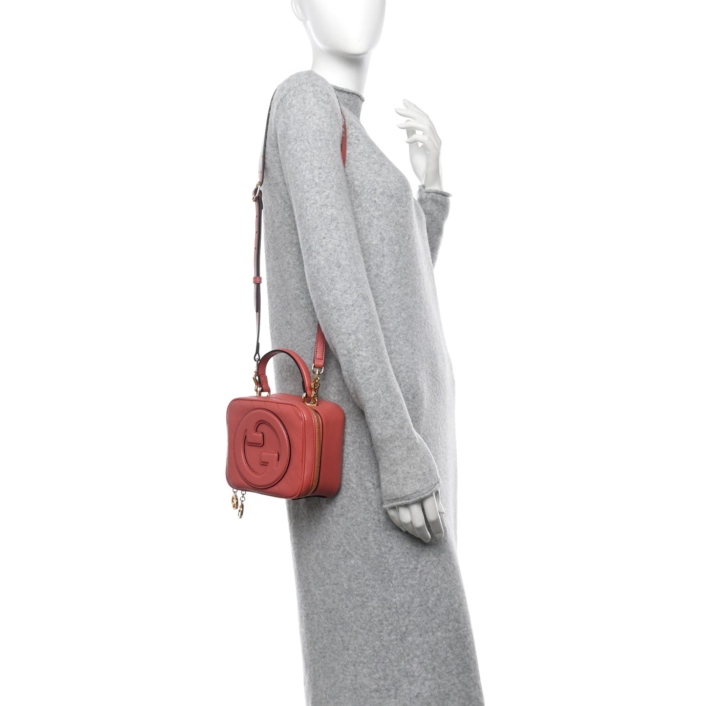 Sakai Be Green Calfskin Diagonal Stitched Small Blondie Shoulder Bag Pink