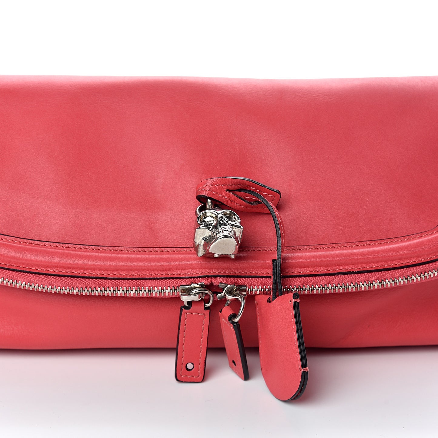 Nappa Padlock Skull Clutch Red