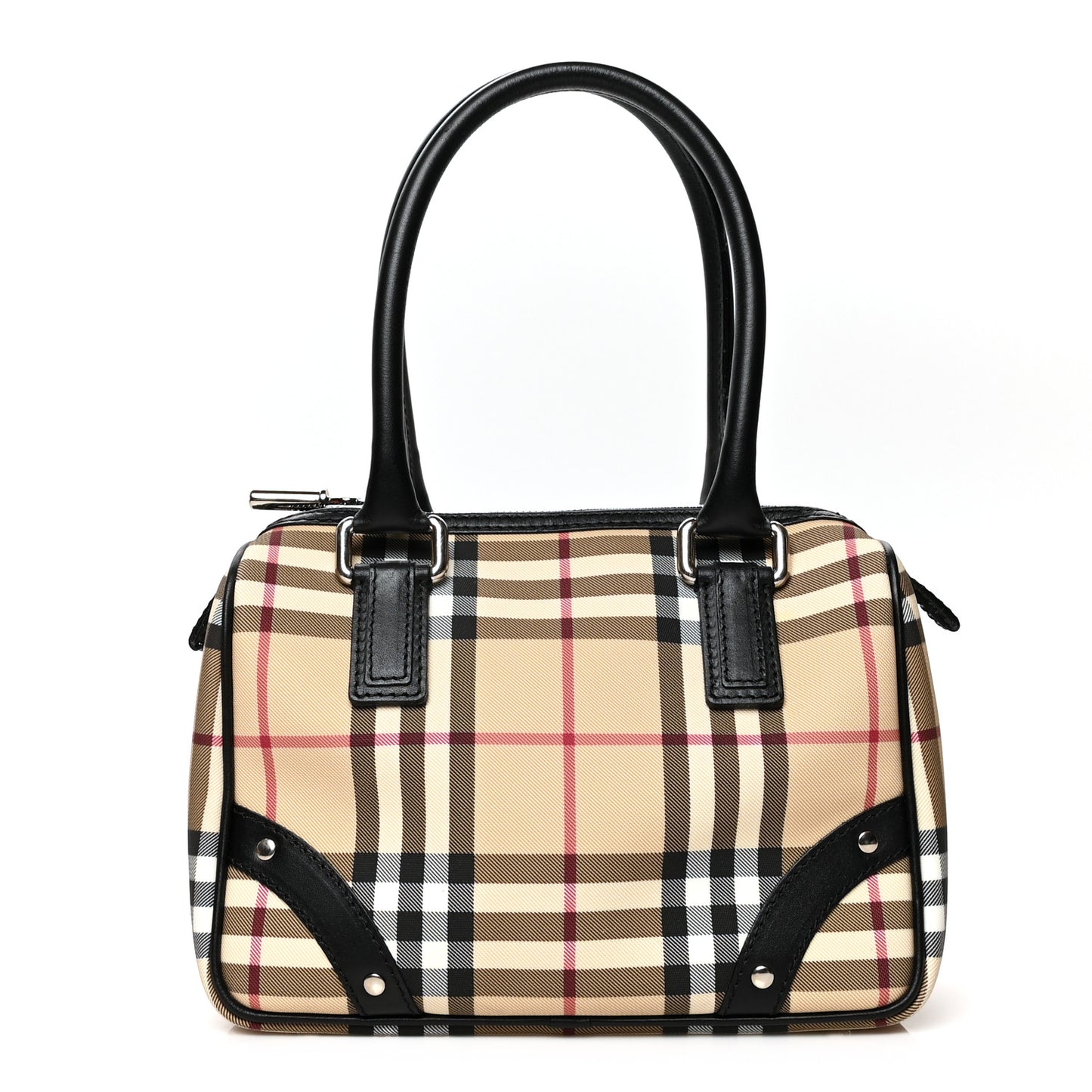 House Check Studded Satchel Black