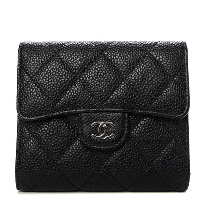 Chanel Caviar Quilted Compact Flap Wallet Black 1 of 9