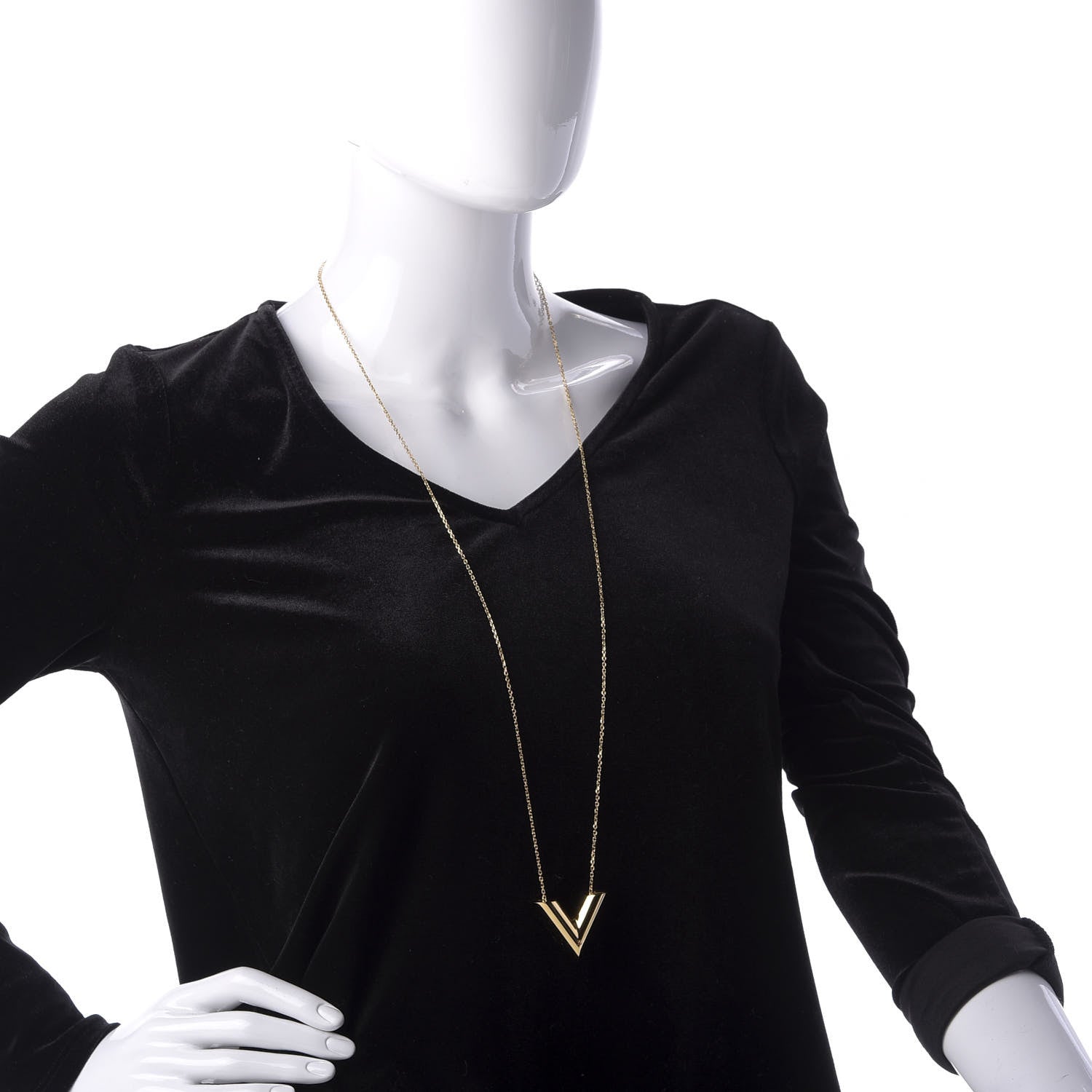 Louis Vuitton Essential V Necklace Gold 2 of 8