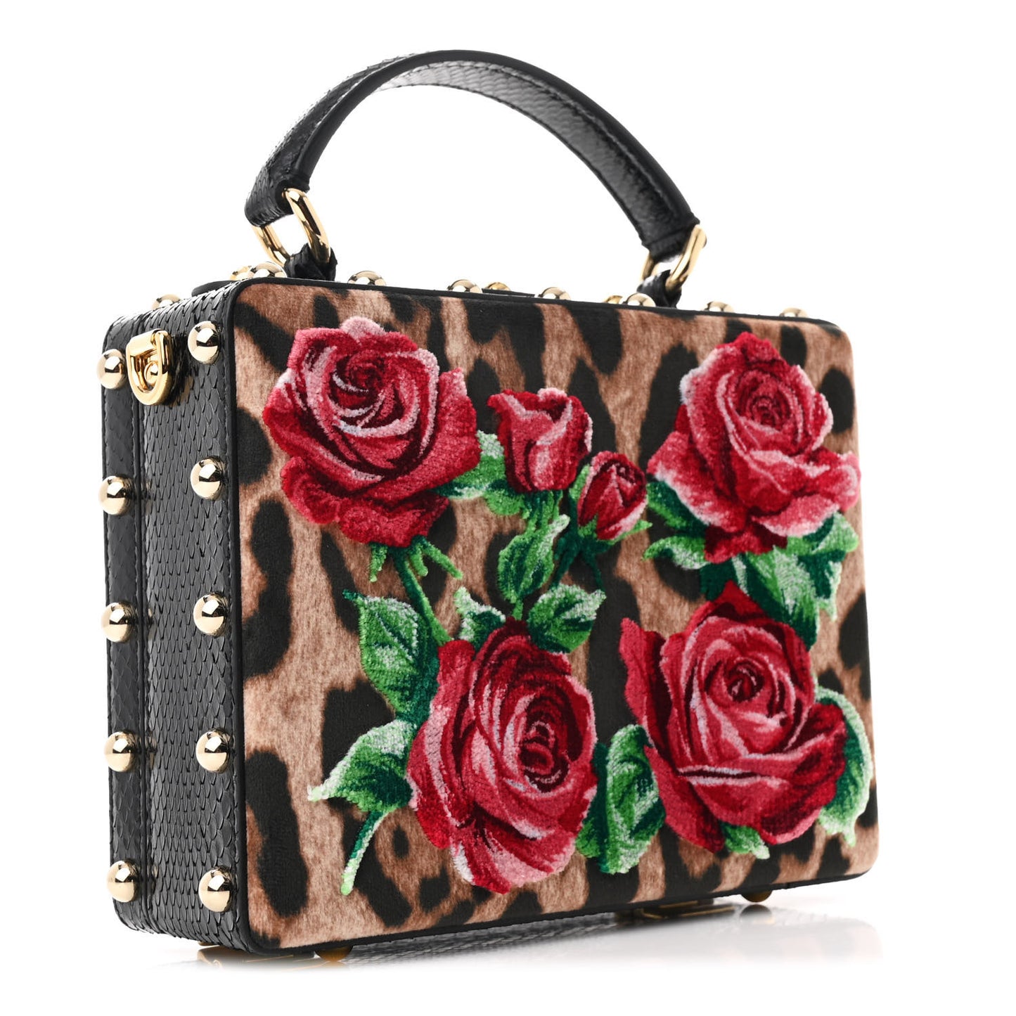 Velvet Snakeskin Leopard Floral Box Bag Black Multicolor