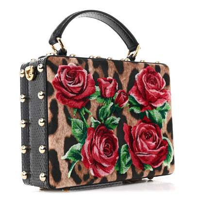 Dolce & Gabbana Velvet Snakeskin Leopard Floral Box Bag Black Multicolor 3 of 12