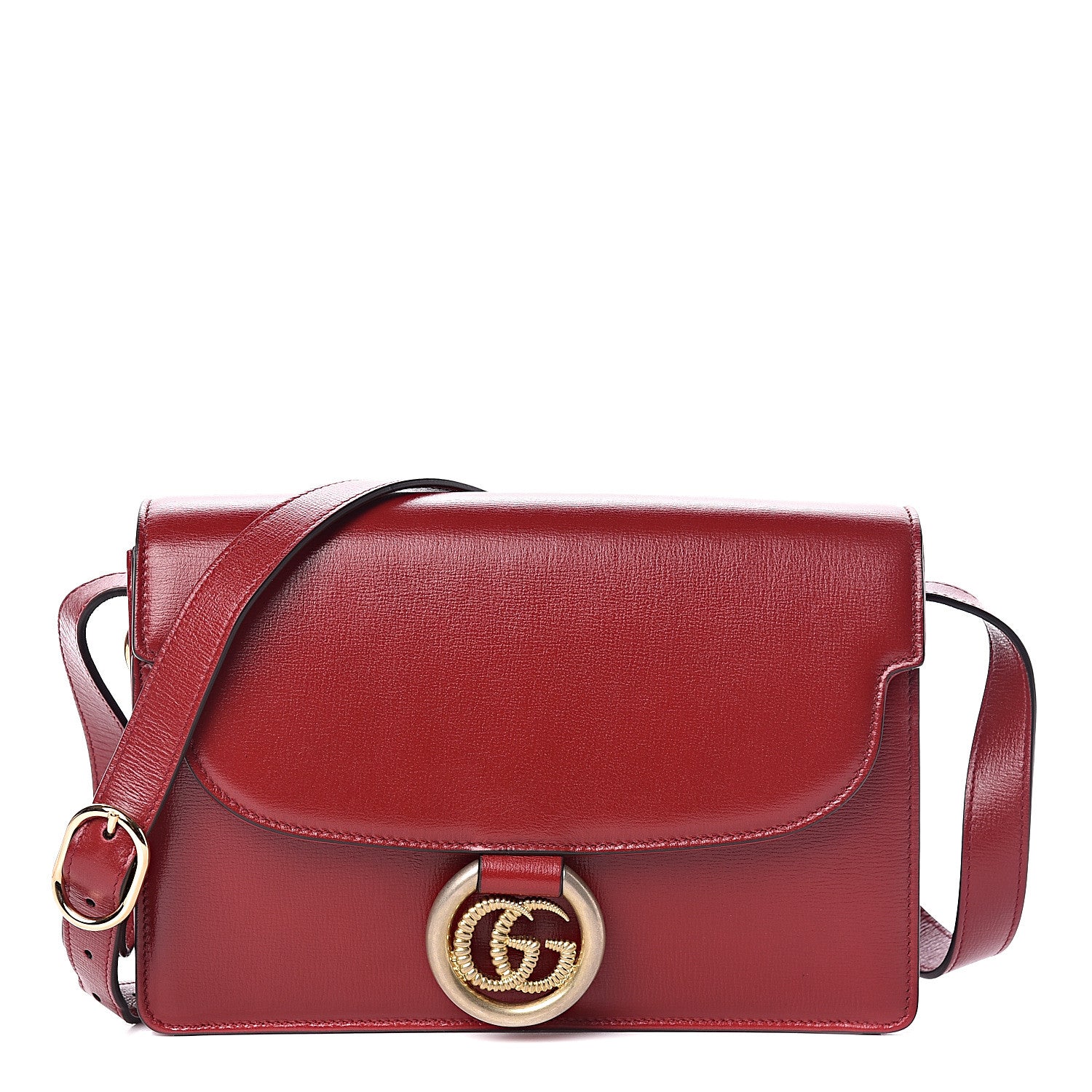 Gucci Textured Calfskin Small Torchon GG Ring Shoulder Bag New Cherry Red 1 of 11