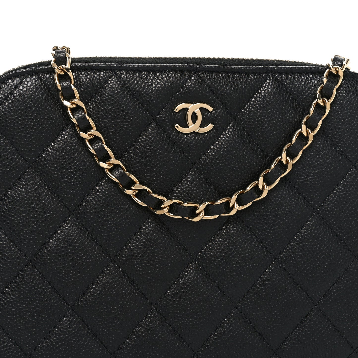 Caviar Quilted Classic Clutch With Chain Black