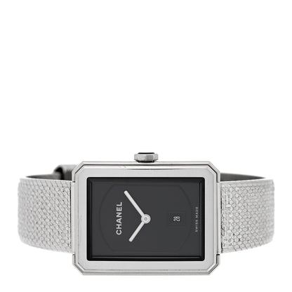 Chanel Stainless Steel 26mm Boy-friend Tweed Quartz Watch Black 2 of 6