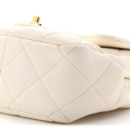 Chanel Lambskin Metal Quilted Mini Top Handle Square Flap White 10 of 11