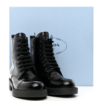 Prada Spazzolato Chocolate 50mm Combat Boots 35.5 Black 9 of 9