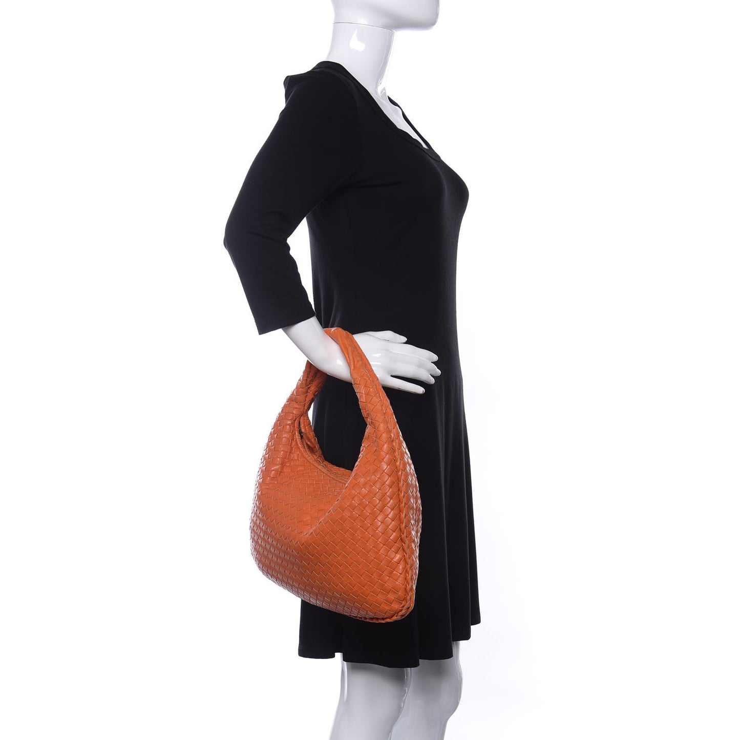 Nappa Intrecciato Medium Veneta Hobo Orange
