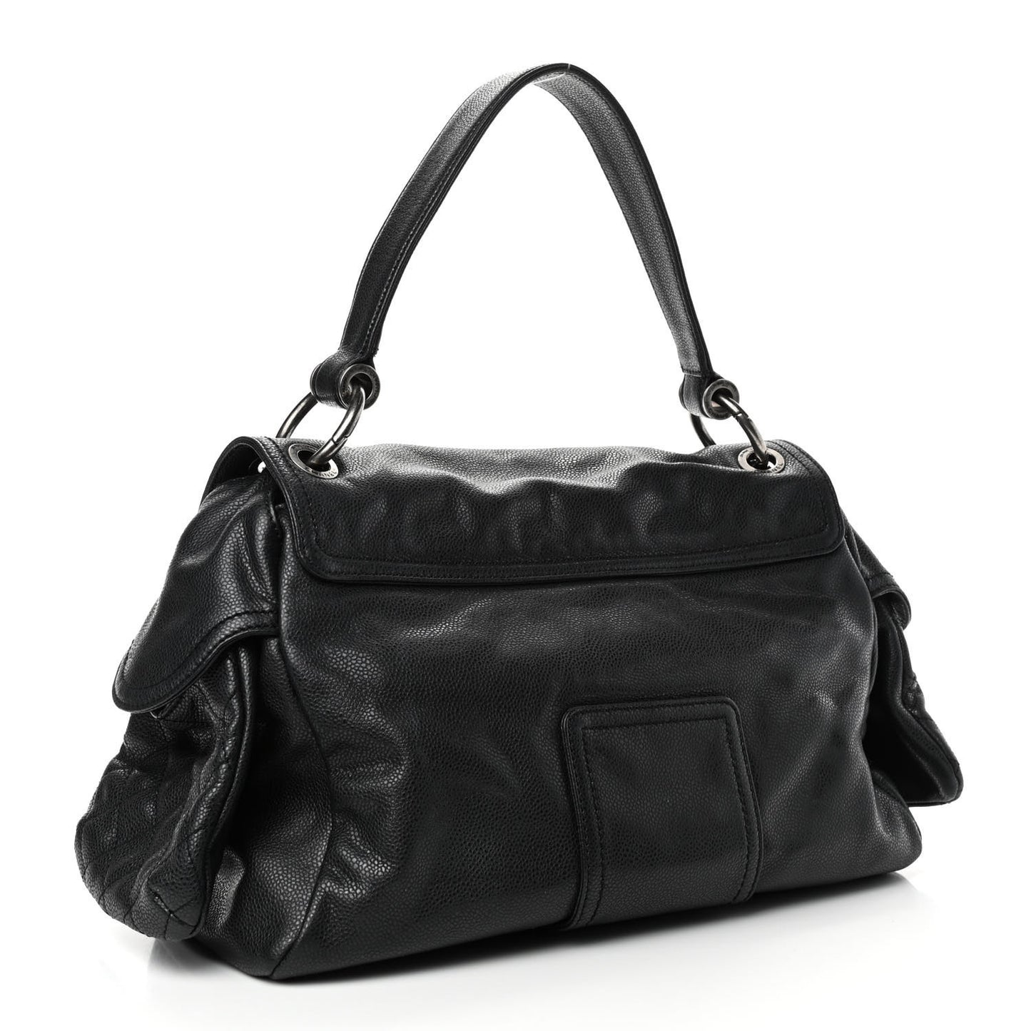 Caviar Quilted Mademoiselle Satchel Black