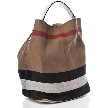 Burberry Canvas Mega Check Medium Ashby Hobo White 3 of 26