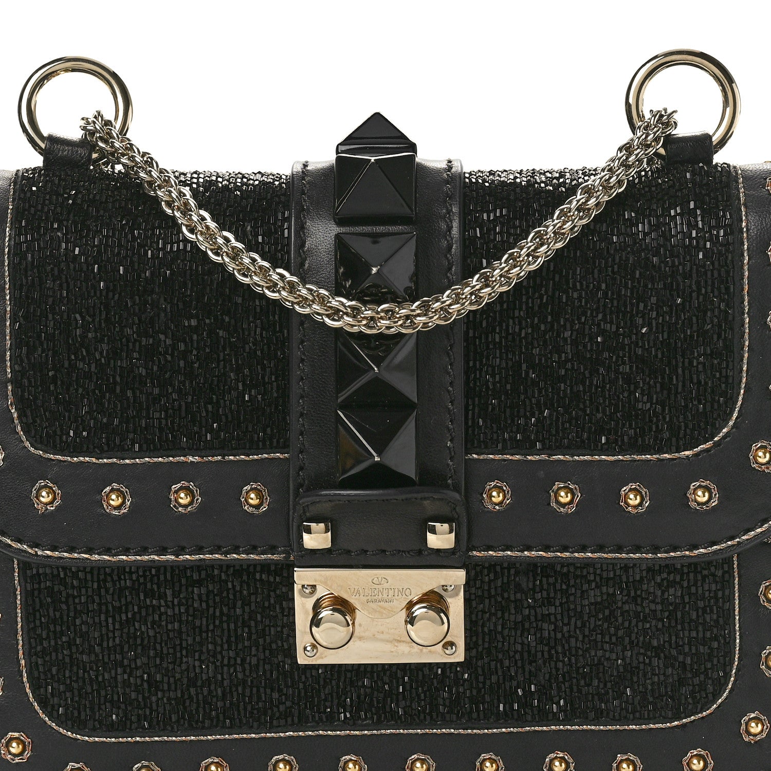 Valentino Garavani Vitello Embellished Mini Glam Lock Flap Black 7 of 9