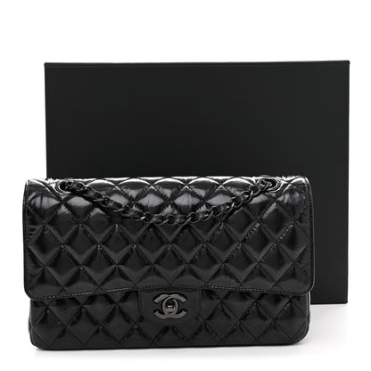 Chanel Shiny Crumpled Calfskin Quilted Medium Double Flap So Black 11 of 11