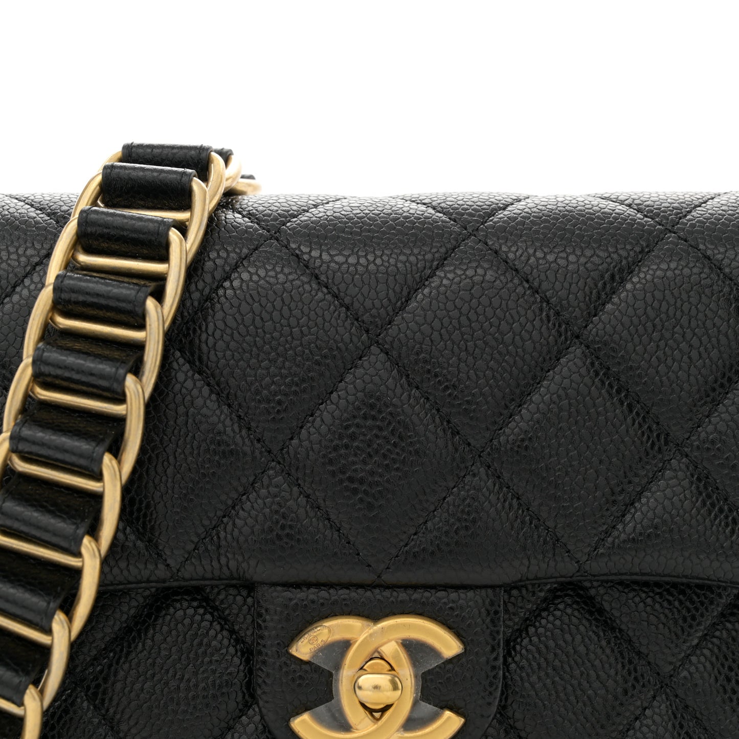 Caviar Quilted Mini Chain Soul Flap Black